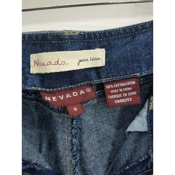Nevada Vintage 90's Y2K Flared Waistless Button Seamed Jeans Sz 8 - Picture 3 of 7